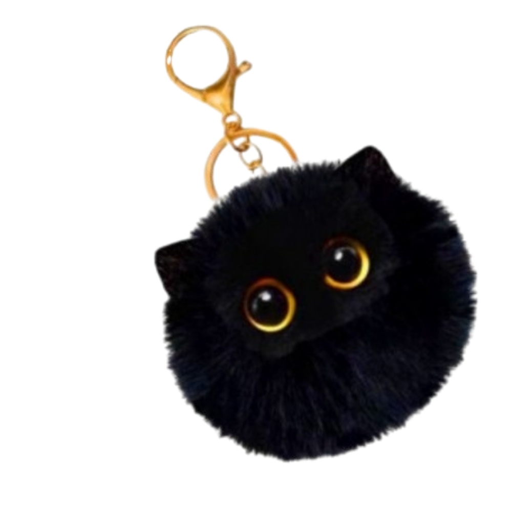 Halloween Black Cat Bag Charm Keychain